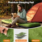 OGERY Sleeping Pad, Ultralight Inflating Sleeping Pad for Camping with Pillow Built-in Foot Pump, 6" Extra-Thick Reinforced Camping Pad for Hiking, Backpacking, Tent, Single,Green