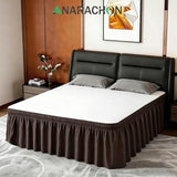 ANARACHON Full Bed Skirt, Elastic Wrap Around Bed Skirt Full Size, Bed Skirts for Adjustable Bed, Easy Fit with 18" Drop Length Tailored Drop Dust Ruffle (Brwon)