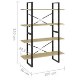 Stylish 4-Tier Wooden Bookshelf 100x30x140 cm - Modern Room Divider & Storage Shelf for Living Room & Office - Functional Bookcase & Organizer