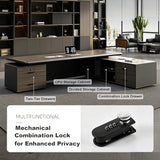 94 inch Luxury L Shaped Executive Desk, Modern Large Single Office Long Boss