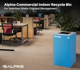 Commercial Indoor Recycle Bin with Lid - 29 Gallon Blue Recycle Bin Recycle Trash Can Office Recycling Bins