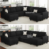 Oversized Sofa Bed Modular Sectional Sleeper Sofa with Pull Out Bed L Shaped Couch with Storage