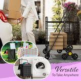Stairs Climbing Shopping Cart w/Waterproof Basket Liner & 360° Swivel Wheels | Foldable