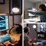LUME CUBE Edge 2.0 LED Desk Lamp | Dimmable Home Office Desk Light with USB Charging Port & Strong Swing Arm