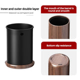 LEASYLIFE 8L/2.1GAL Dark Brown Metal Trash Can,Walnut Trash Bin