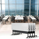 Aethelwyn Modular Folding Conference Table with Wheels, Flip Top Mobile Training Room Tables