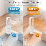 Hiluce All Season Bladeless Fan, 1400W Space Heater & 40W Tower Fan Combo with Remote,25dB Quiet Heater Fan Combo,90° Oscillation,8 Speeds, 9H Timer,Fast Safety Heat for Bedroom, Kitchen, Office 22"