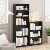 71" Triple Wide Bookshelf, 6 Tier Tall Bookshelf, Large Arched Bookcase with Curved Baffle