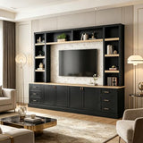 MLZTINGR 102.3" W 4-Piece Farmhouse Entertainment Center Wall Unit, TV Stand with Bookshelves