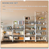 4NM No Assembly 6 Tiers Folding Bookshelf Storage Shelves Vintage Bookcase Standing Racks Study