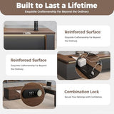 71" L-Shaped Executive Desk with LED Accent Light, Reversible Return, Locking Drawers & 3-in-1 Charging Station