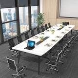 Loomie 8FT Conference Table, 94.49" L x 47.24" W x 29.53" H Meeting Seminar Table with Grommet, Large Boat Shaped Computer Desk