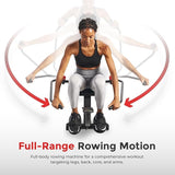 Sunny Health & Fitness Smart Compact Full Motion Rowing Machine, Full-Body Workout, Extra-Long Rail, 350 LB Weight Capacity