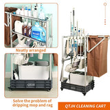 Housekeeping cart Cleaning Cart on Wheels Housekeeping Caddy with Shelves Broom mop Holder