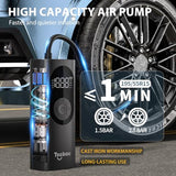 Tire Inflator Portable Air Compressor for Car,Large motor 2x Fast,Tccbac Bike Pumps with 150 PSI High Pressure Gauge and LED Light,Tire Pump Auto Shut-Off