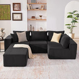135.4" Modular Boneless Couch, Sectional Couches for Living Room, Black