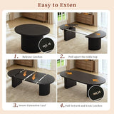 HUAHUU Extendable Round Dining Table for 4-8, 39in-77in Long Large