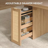 78.7" Farmhouse Dining Table for 6-8 People, Extra Thick Wood Top with 2 Hidden Adjustable Storage Drawers, Rustic White