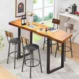 robwibw Bar Height Pub Table, Rectangle Bar Bistro Long Counter Height High Top Dining Table