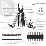 BIBURY Multitool Pliers Pro BI2045, Foldable Multitools with Replaceable Wire Cutters and Saw, Stainless Steel Multi Tool w/Upgraded Scissors and Screwdriver Set, Ideal for Camping, Hiking, Survival