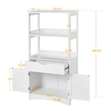 DICTAC Kitchen Pantry Storage Cabinets with Shelves,Drawer and Doors,Microwave Cart with Storage,Freestanding Floor Sideboard Cabinet with Microwave Space,Bookshelf,Display Unit for Home,White