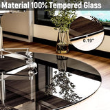 Round Tempered Glass Chair Mat for Carpet & Hardwood, Heavy-Duty Glass Floor Mat for Office Chair