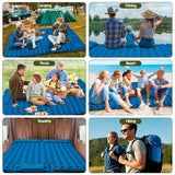 Double Camping Sleeping Pad, 4" Extra Thick 2 Person Inflatable Sleeping Pad with Built-in Foot Pump & Pillow, Ultralight Self Inflating Camping Mattress for Tent, Backpacking, Hiking, Travel, RV