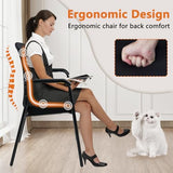 Mesh Back Stacking Office Arm Chairs with Upholstered Fabric Seat and Ergonomic Lumber Support