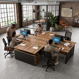 GT BLACK TURNSTONE 63" L Shaped Executive Desk, Modern Office Desk