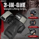 Frelaxy Lifting Wrist Straps, Rubber Weight Lifting Grips with Non-Slip Palm & Wrist Wraps Support for Deadlifts, Pull Ups, Rows, Heavy Powerlifting, Lat Pulldowns (Grey)