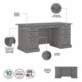 Bush Home Saratoga Executive Desk with Drawers in Modern Gray