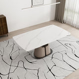 Extendable Sintered Stone Dining Table Seats 8-10 People. Modern Telescopic Dining Table with Leather Base