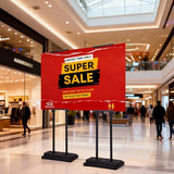 Heavy-Duty Weighted Base Poster Stand - Adjustable Double-Sided Display up to 80 inches
