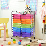 Rolling Cart with 20 Drawers, 20 Tiers Multicolor Trolley, Drawer Bin Carts with 2 Lockable Wheels