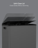 Lovewind Dual Trash and Recycling Bins for Kitchen, 13+6 Gallon Stainless Steel Garbage and Recycle Bin Combo for Large Families, Dual Trash Can with Soft Close Lid & Magnetic Stickers, Grey