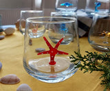 HeguSun 3D Drinking Glass Cup with Cute Animal Figurine Inside, Hand Blown Glass Starfish Figure Inside Mug, Stemless Glass for Wine, Water, Milk, Beverages, 12oz (Starfish)