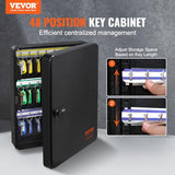 Key Safe with Combination & Key Lock, Digital Security Storage Box Steel Key Organizer with Adjustable Racks