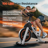 YOSUDA Exercise Bike, Brake Pad Stationary Bike for Home with Exclusive App, Magnetic Indoor Cycling Bike with 350 lb Weight Capacity, Low Noise, Grey