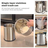 LEASYLIFE 2.6Gallon/10L，Stainless Steel Bathroom Trash Can,Chrome Trash Can