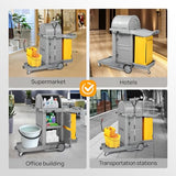 Janitorial Cart on Wheels, 3 Shelf Commercial Cleaning Cart with Key Locking-Cabinet