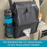 High Road Car Organizer with Car Trash Bin and Tissue Holder - Holds Full Size Tissue Box, Bottles and Wipe Containers