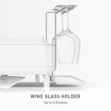 simplehuman Steel Frame Dishrack, Large Capacity Dish Drying Rack, 360º Easy Drain Swivel Spout, Utensil & Wine Glass Holder, Anti-Residue Coating, Moisture Control Surface, White