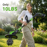 20V Cordless Tiller for Gardening, Electric Garden Tiller with 2 * 2.0Ah Batteries, 9" Width, 6.6" Depth, Lightweight 360RPM