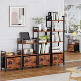 Furologee 5 Tier Bookshelf with Drawer, Tall Narrow Bookcase with Shelves, Rustic Brown