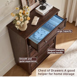 RWYHG Farmhouse 5 Drawers Dresser for Bedroom, Wood 45" Tall Chest of Drawers, Dresser Rustic Storage Dressers Organizer with Metal Handle Closet for Living Room, Hallway Entryway(Walnut)