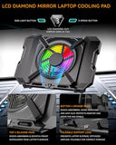Laptop Cooling Pad, Gaming Laptop Cooler with 7.1 Inch Powerful Fan, RGB Lights & 3-Speed Fan Control & LCD Diamond Design