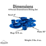 4-Person Enamelware Dining Set for Camping and Backpacking - Camping Gear Essentials for Camping and Backpacking by Caddis Sports