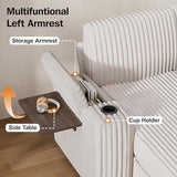 Modular Sectional Sleeper Sofa with Pull Out Bed, 8 Seat Plush Corduroy U Shaped Couch with Storage