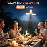 Dimgogo Rechargeable Camping Light with Stand 7ft Max Height, 15000mAh Portable Cordless LED Work Light, 5500 Lumen 6500/4500/3500K Dimmable Emergency Flashlight with Detachable Tripod, Orange