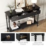 JOINICE Black Console Table with Drawers for Entryway 43", French Modern